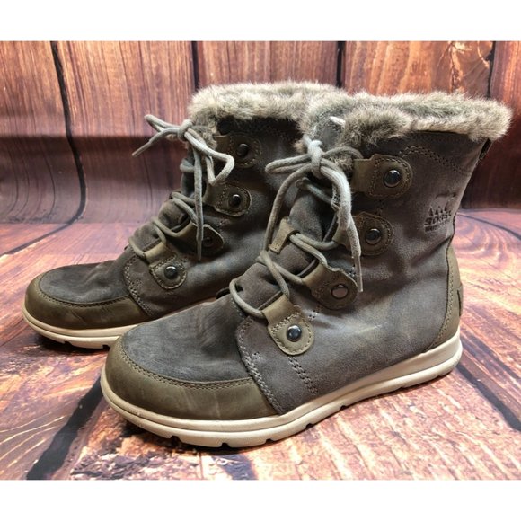 Sorel Explorer Joan Gray Shearling Winter Boots NL3039-052 Womens 8  (f8e) - Picture 1 of 10